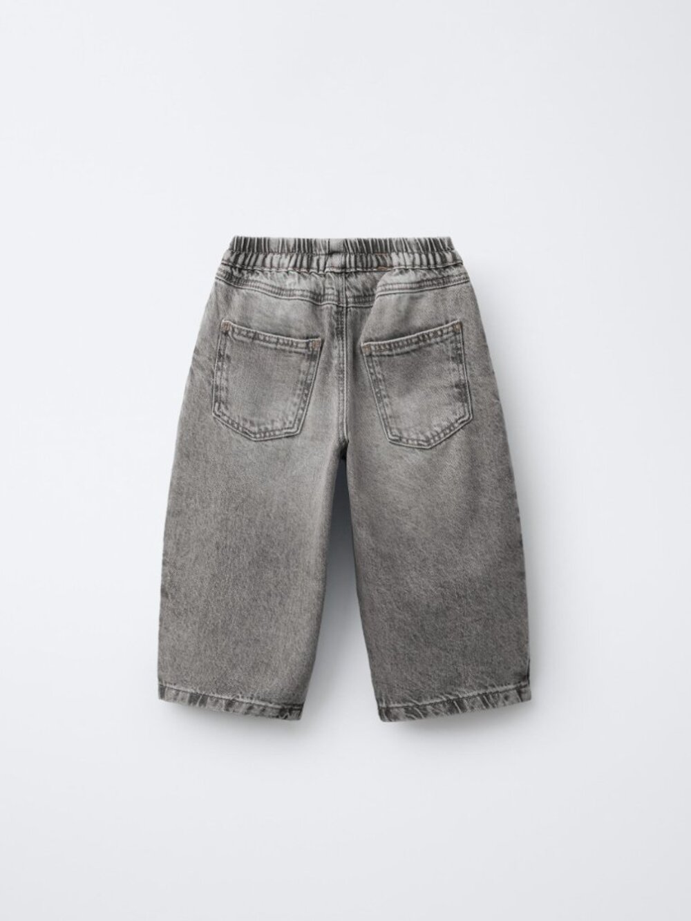 ZARA Baby Balloon Jeans Gray 4Y NWT 100% Cotton Elastic Waist - Picture 2 of 7
